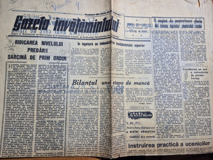 gazeta invatamantului 15 februarie 1957-la flamamzi unde a inceput rascoala