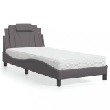 Cumpara ieftin Pat cu saltea, gri, 80x200 cm, piele ecologică