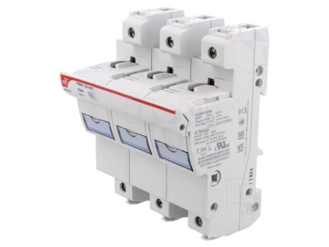 Clemă siguranţe cilindrice 22x58mm DF ELECTRIC pentru şină DIN 100A IP20