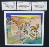 SOMALIA-2000-GAZELE SI CROCODILI-Serie 3 V.+1 Coalita MNH**SOM 146, Africa, Fauna