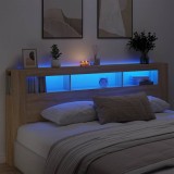 vidaXL Tăblie de pat cu LED, stejar sonoma, 220x18,5x103,5 cm, lemn 837374