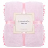 Patura pufoasa cu pampoane mici, 2 persoane, 200x220cm, roz Household NewTrend