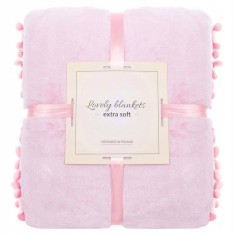 Patura pufoasa cu pampoane mici, 2 persoane, 200x220cm, roz Household NewTrend