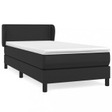 Cumpara ieftin Pat continental cu saltea, negru, 80x200 cm, piele ecologica