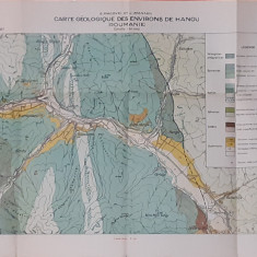 Harta / Litografie geologică a împrejurimilor Hangu / Neamt 1927 - 27,5 / 44,5