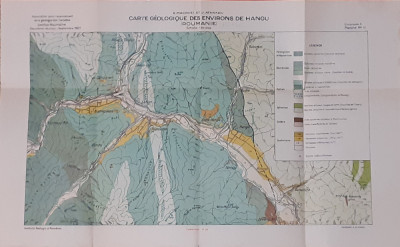 Harta / Litografie geologică a &amp;icirc;mprejurimilor Hangu / Neamt 1927 - 27,5 / 44,5 foto