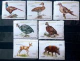 Cuba 1970 fauna, v&acirc;nătoarea, cerbi,mistreți, fazani,rate, porumbei ,serie 7v. nestampilata