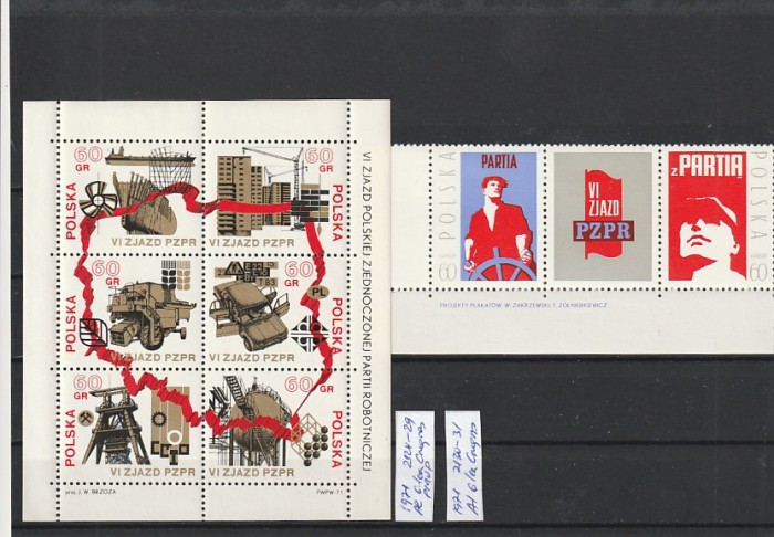 POLONIA - AL VI-LEA CONGRES P.M.U.P. ( MI PL 2124-2131 ) 1971 MNH