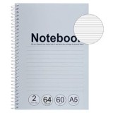 Caiet Spirală, A5, 64 File, Subiecte 2, Copertă Moale, Gri, CMCLASS