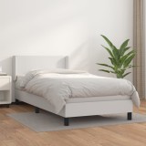 Cumpara ieftin Pat box spring cu saltea, alb, 100x200 cm, piele ecologică