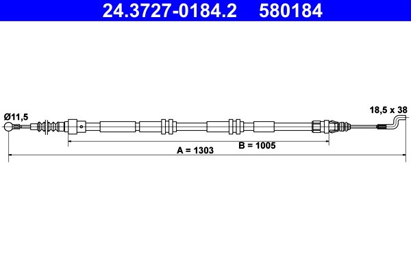 ATE 24.3727-0184.2 Cablu, frana de parcare