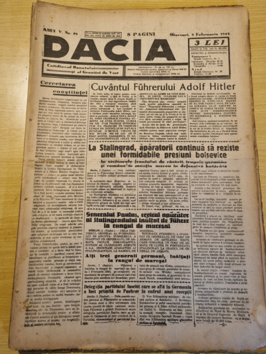 Dacia 3 februarie 1943-stalingrad,al 2-lea razboi mondial,cuvantarea lui hitler