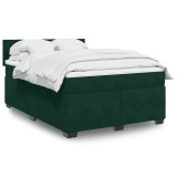vidaXL Pat box spring cu saltea, verde &icirc;nchis, 140x200 cm, catifea 3286327