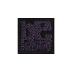 Aplicatie brodata termoadeziva Crisalida, 62 x 62 mm, Be happy mov inchis