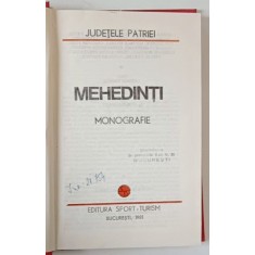 MEHEDINTI - JUDETELE PATRIEI de ELENA CATRINA ...NICOLAE TRUSCA , 1981