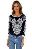 Bluza tip ie dama R24, negru/alb , marimea 3XL, Casual, Bumbac