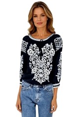 Bluza tip ie dama R24, negru/alb , marimea 2XL