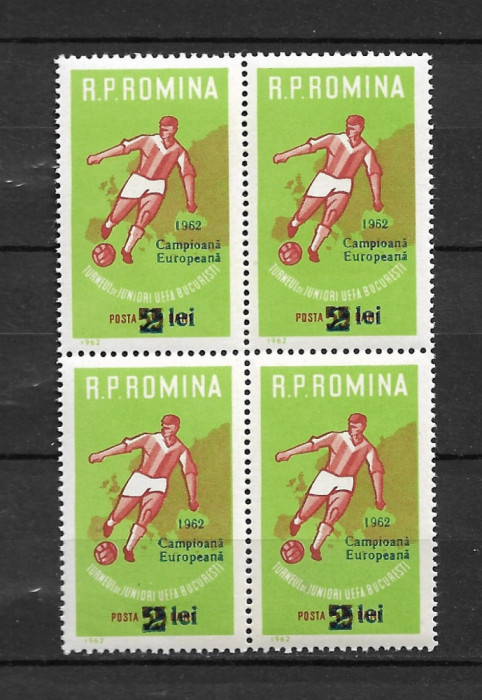 ROMANIA 1962 - TURNEUL DE JUNIORI UEFA - SUPRATIPAR, BLOC, MNH - LP 546