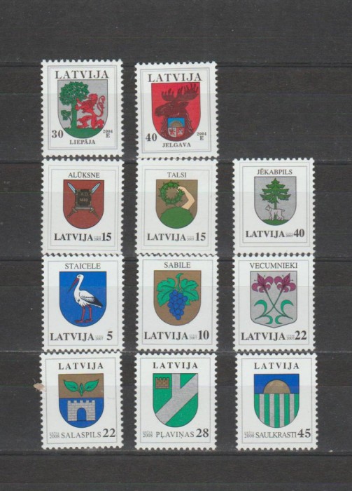 LETONIA - 2004 ; 2005 ; 2007 ; 2008 STEMELE oraselor -Uzuale MNH**