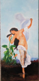 Tablou / Pictura nud cu esarfa alba semnat Cimpoesu, Ulei, Realism