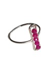 Inel cu rubine semipretioase pe dreptunghi, fir metalic argintiu, Rosu, 5.6 cm, 46 - 56, RavariuArt