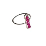 Inel cu rubine semipretioase pe dreptunghi, fir metalic argintiu, Rosu, 5.6 cm