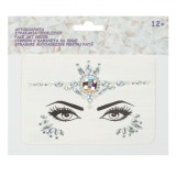 Autocolant Față, Strass, Cristale și Perle Albe, Multicolor, Set 1 Bucată, Oem