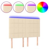 Cumpara ieftin Tablie de pat cu LED, crem, 144x5x118/128 cm, textil