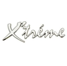Emblema auto metalica, autoadeziva, model "X&rsquo;TREME", finisaj Crom, dimensiune,