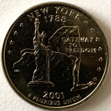 AMERICA QUARTER 1/4 DOLLAR 2001 LITERA D.(PURTATI CATRE LIBERTATE - New York) BU, America de Nord, Cupru-Nichel