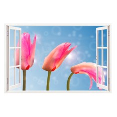 Sticker decorativ, Fereastra 3D, Lalele, 85 cm, 281STK