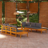 VidaXL Set mobilier grădină cu perne gri &icirc;nchis, 5 piese, lemn acacia