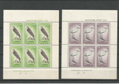 Noua Zeelanda 1960, fauna, pasari, blocuri de 6, Mi.413C/414C MNH foto