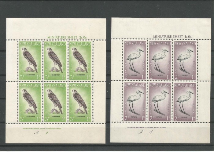 Noua Zeelanda 1960, fauna, pasari, blocuri de 6, Mi.413C/414C MNH