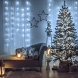 Perdea luminoasa, 200 LEDuri, alb rece, IP44, 4,2 m, 8 programe