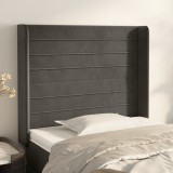 Gossi tablie de pat cu aripioare gri inchis 93x16x118/128 cm catifea