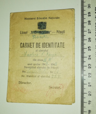 LOT 2 CANETE DE IDENTITATE ELEV LICEUL I C BRATIANU PITESTI AN SCOLAR 1947-48 foto