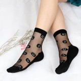 Sosete pentru dama, SS0149, model smiley face, Negru, marime universala
