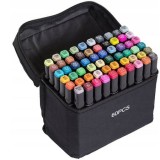 Cumpara ieftin Set de 60 markere colorate,1 varf rotund subtire,1 varf inclinat gros,geanta depozitare inclusa, Dactylion