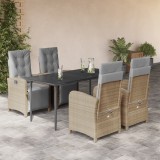 Cumpara ieftin Set mobilier de grădină cu perne, 5 piese, bej, poliratan