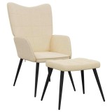 Cumpara ieftin Scaun de relaxare cu taburet, crem, textil