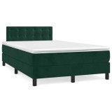 vidaXL Pat box spring cu saltea, verde &icirc;nchis, 120x190 cm, catifea 3269864