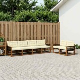 vidaXL Set de canapele de exterior cu pernă 7 pcs Natural și Crem 3381262