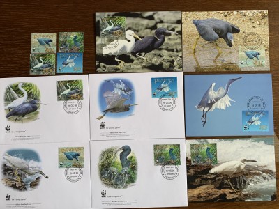 Penrhyn - pasari - serie 4 timbre MNH, 4 FDC, 4 maxime, fauna wwf foto