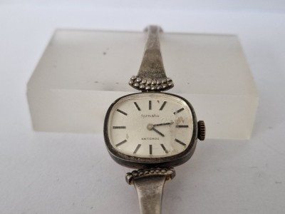 Ceas Mecanic de Dame -Formatic - Carcasa si Bratara din Argint de 0.835-Vintage. foto