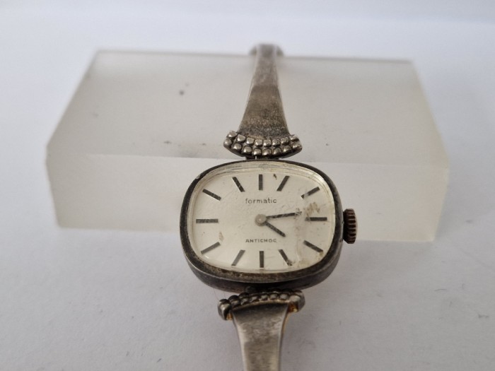 Ceas Mecanic de Dame -Formatic - Carcasa si Bratara din Argint de 0.835-Vintage.