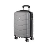 Troler Valiză Gri Metalizat 33L cu Roți Rotative și Dungi Reliefate, CMCLASS