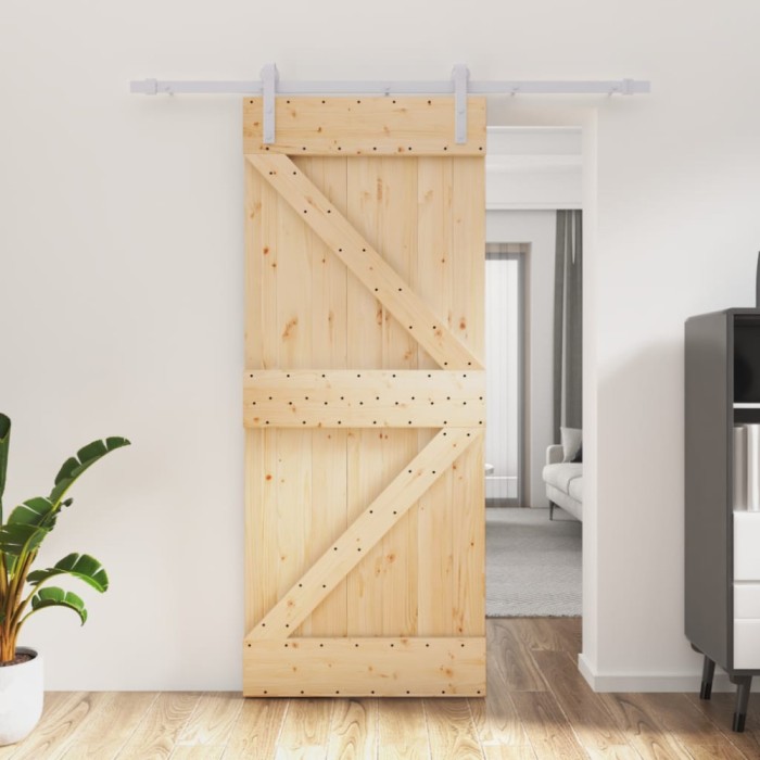 Ușă glisantă cu set de feronerie 85x210 cm, lemn masiv de pin