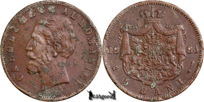 1884 B, 5 Bani - Carol I - Regatul Rom&amp;acirc;niei | KM 19 foto