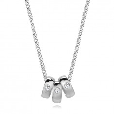 Colier cu diamante din argint 925 - trei inele cu diamante transparente